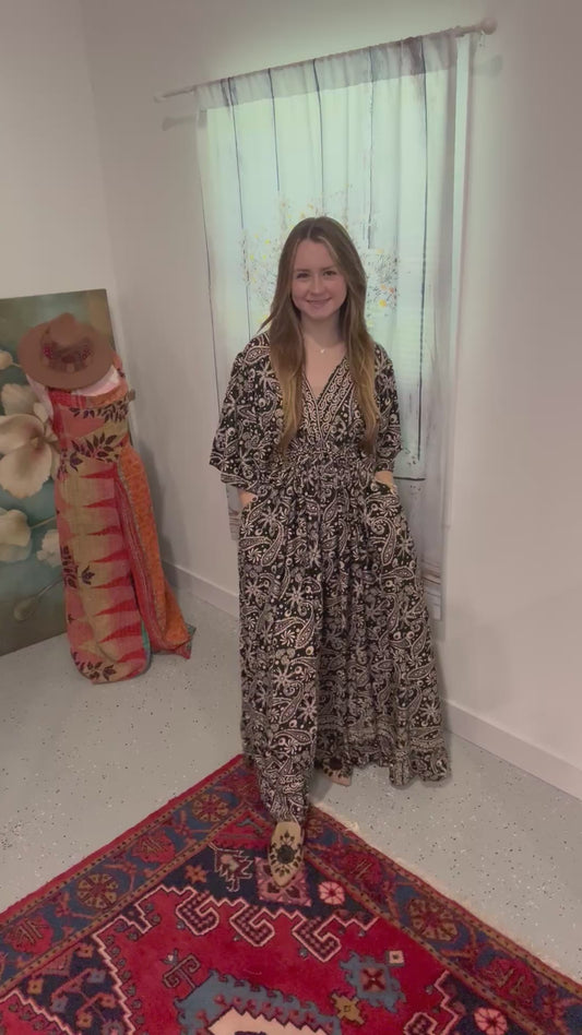 "Moon Light Bloom" Empire Waist Maxi Dress - One Size S to 2X