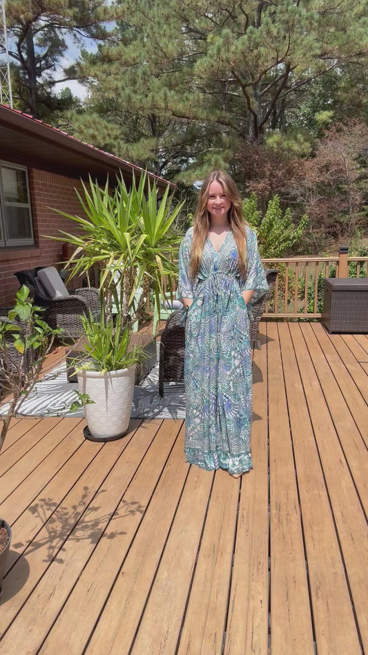 "Moon Light Bloom" Empire Waist Maxi Dress - One Size S to 2X