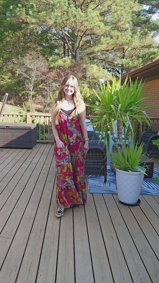 "Good Vibes" Jumpsuit - Light Kantha - One Size S to 2X/3X