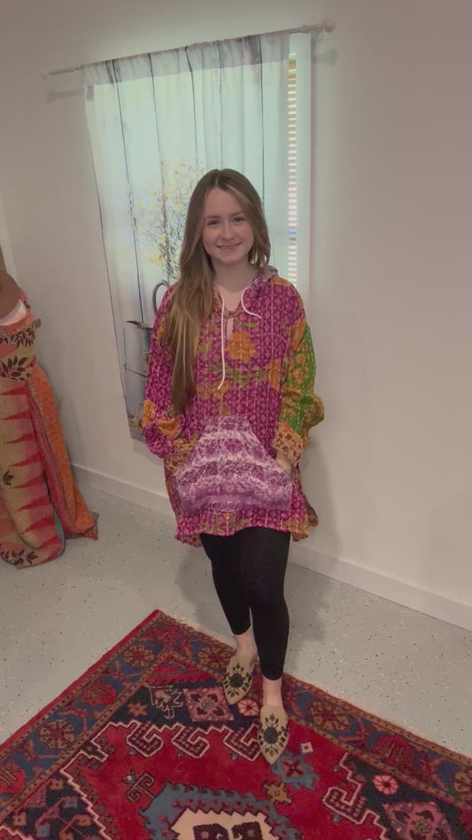 Everyday Reversible Hoodie in Light Kantha S - 3X