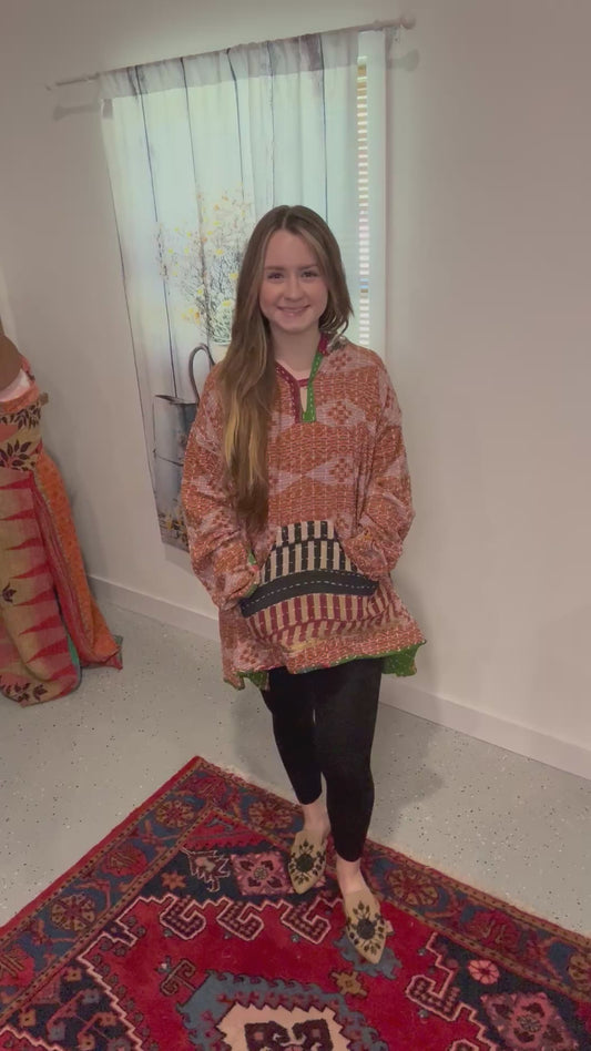 Everyday Reversible Hoodie in Light Kantha S - 3X