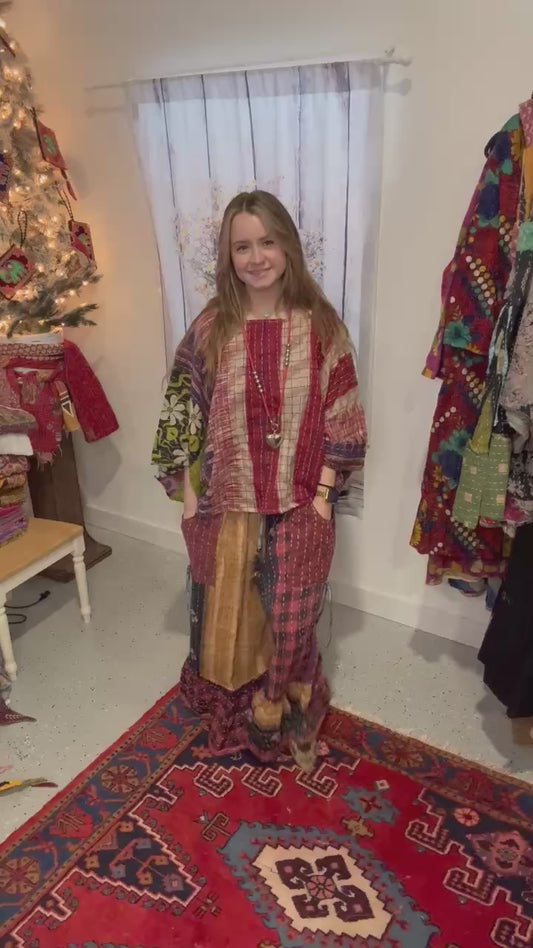 Nomad Spirit Set of Kantha Pants and Top - One Size S to 2X