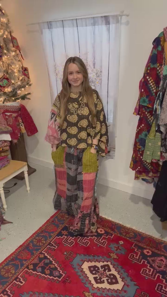 Nomad Spirit Set of Kantha Pants and Top - One Size S to 2X