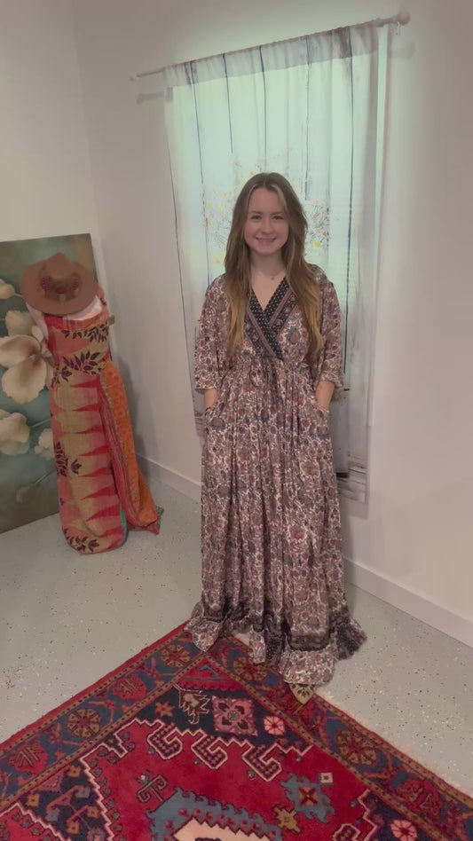 "Moon Light Bloom" Empire Waist Maxi Dress - One Size S to 2X