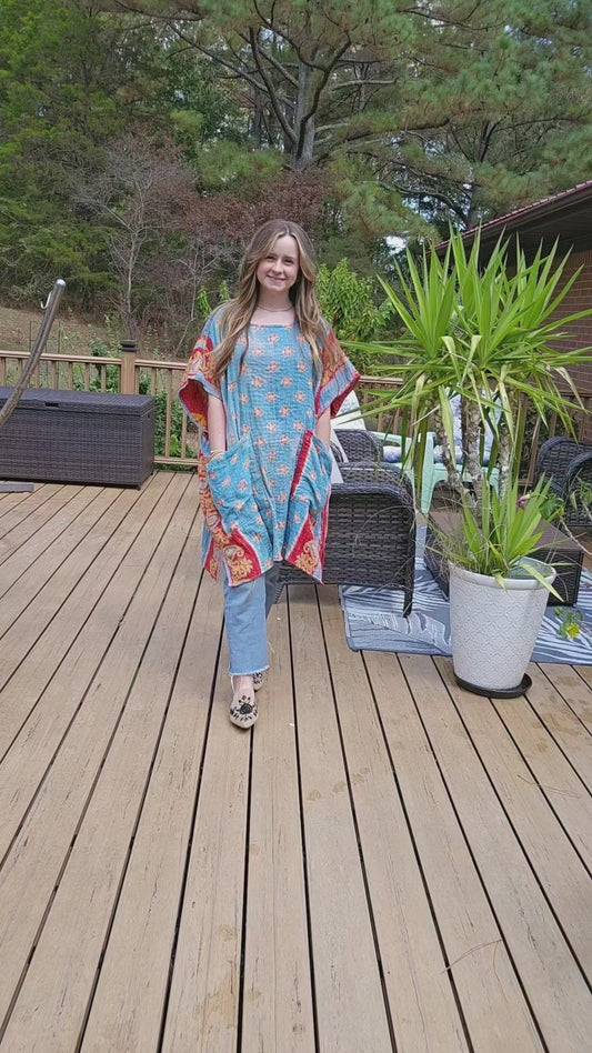 "The Swag Tunic 2" in kantha, One Size S to 3X