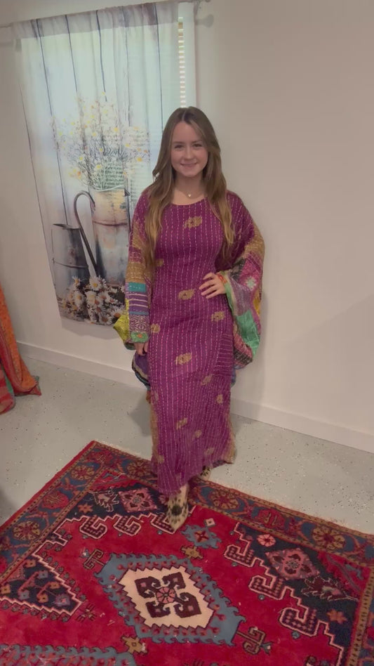 Selene Caftan in light kantha - One size S to 3X /4X