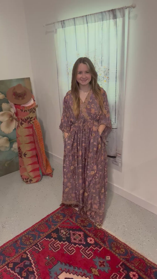 "Moon Light Bloom" Empire Waist Maxi Dress - One Size S to 2X