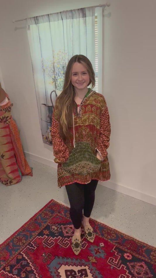 Everyday Reversible Hoodie in Light Kantha S - 3X