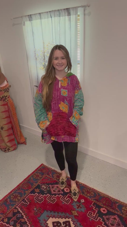 Everyday Reversible Hoodie in Light Kantha S - 3X