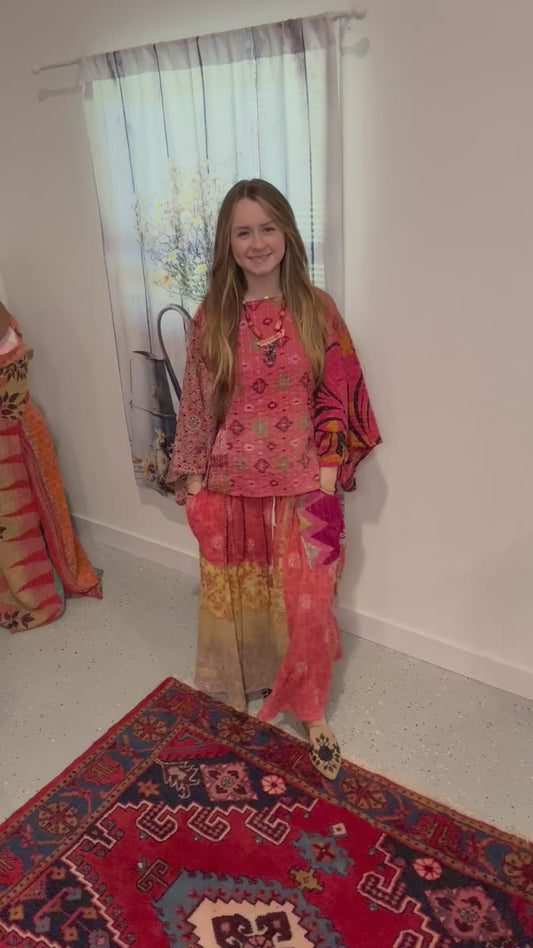 Set of Peasant Skirt with Tunic Style Top - One Size S to 2X