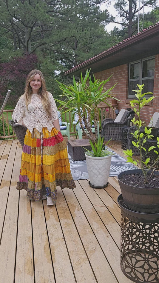 "Be Free" Patchwork Skirt - One Size S to 2X