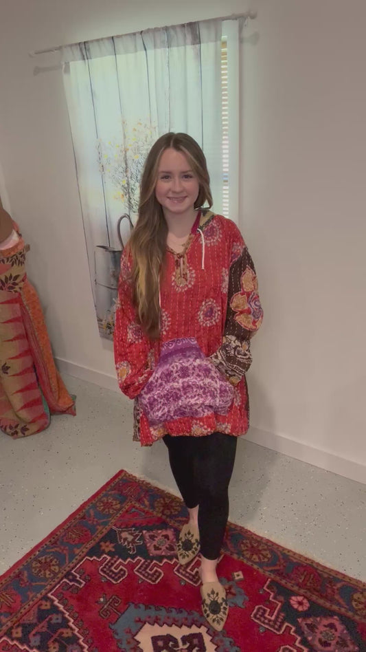 Everyday Reversible Hoodie in Light Kantha S - 3X