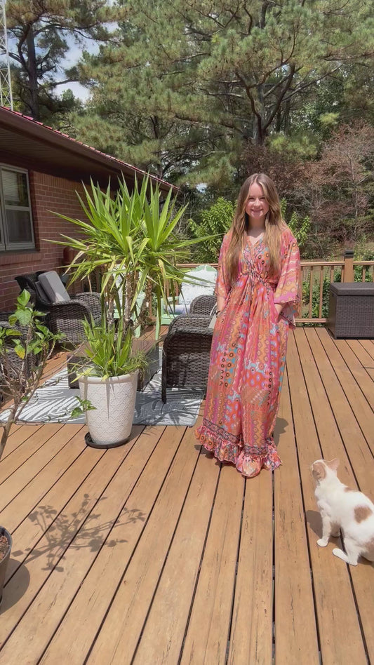 "Moon Light Bloom" Empire Waist Maxi Dress - One Size S to 2X