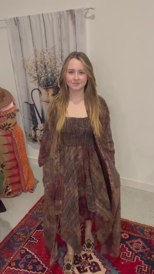 Nepali Duster and Handkerchief Skirt Set - One Size S to 2X