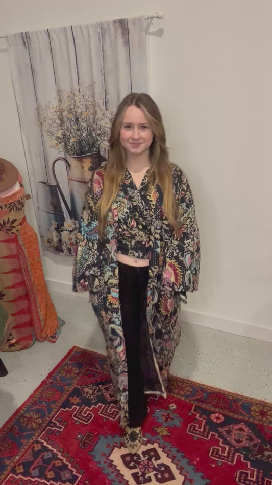 Set of Kantha Duster with Wrap top - One size S to XL