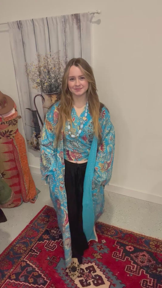 Set of Kantha Duster with Wrap top - One size S to XL