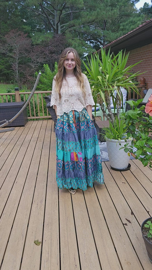 "Be Free" Patchwork Skirt - One Size  S to 2X