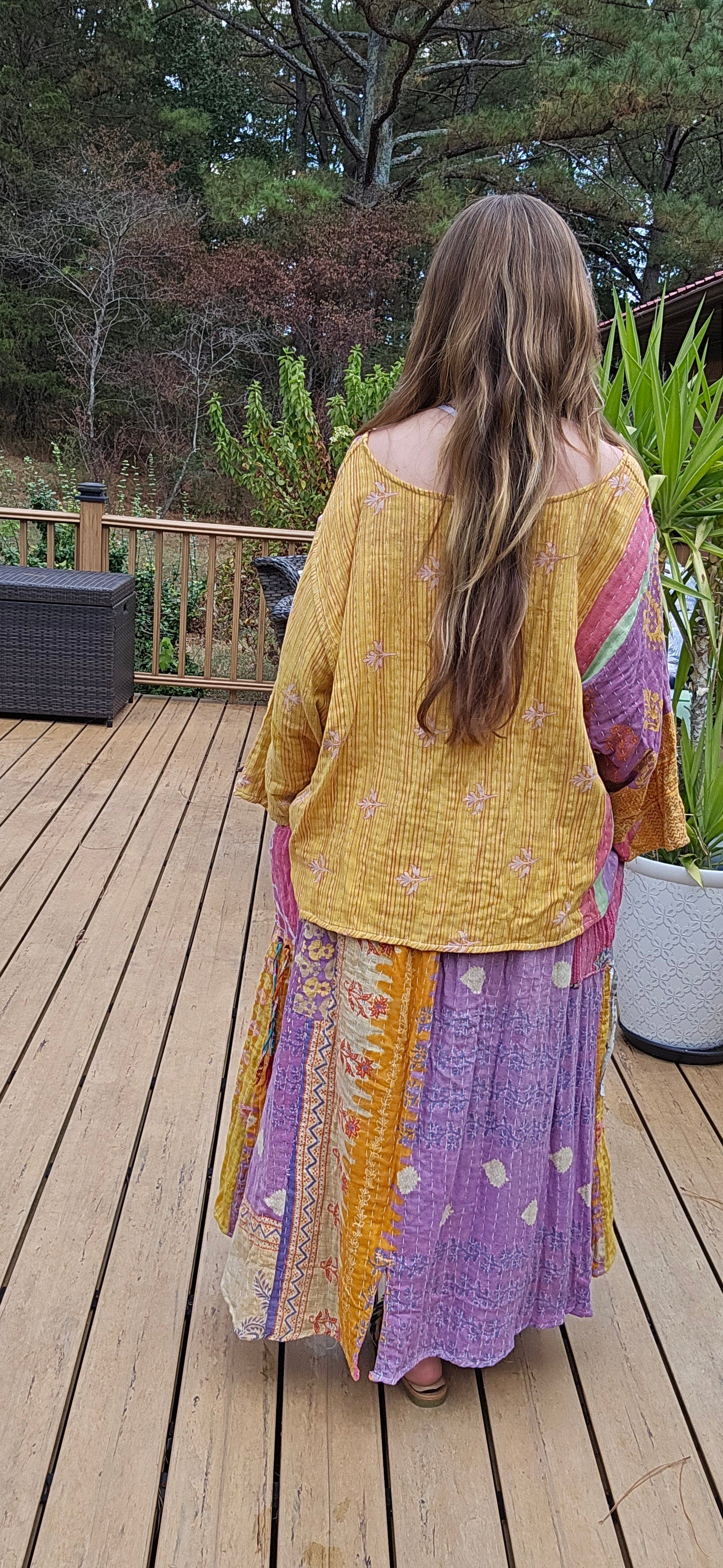"Peasant" Kantha Skirt Set - One Size S to 2X