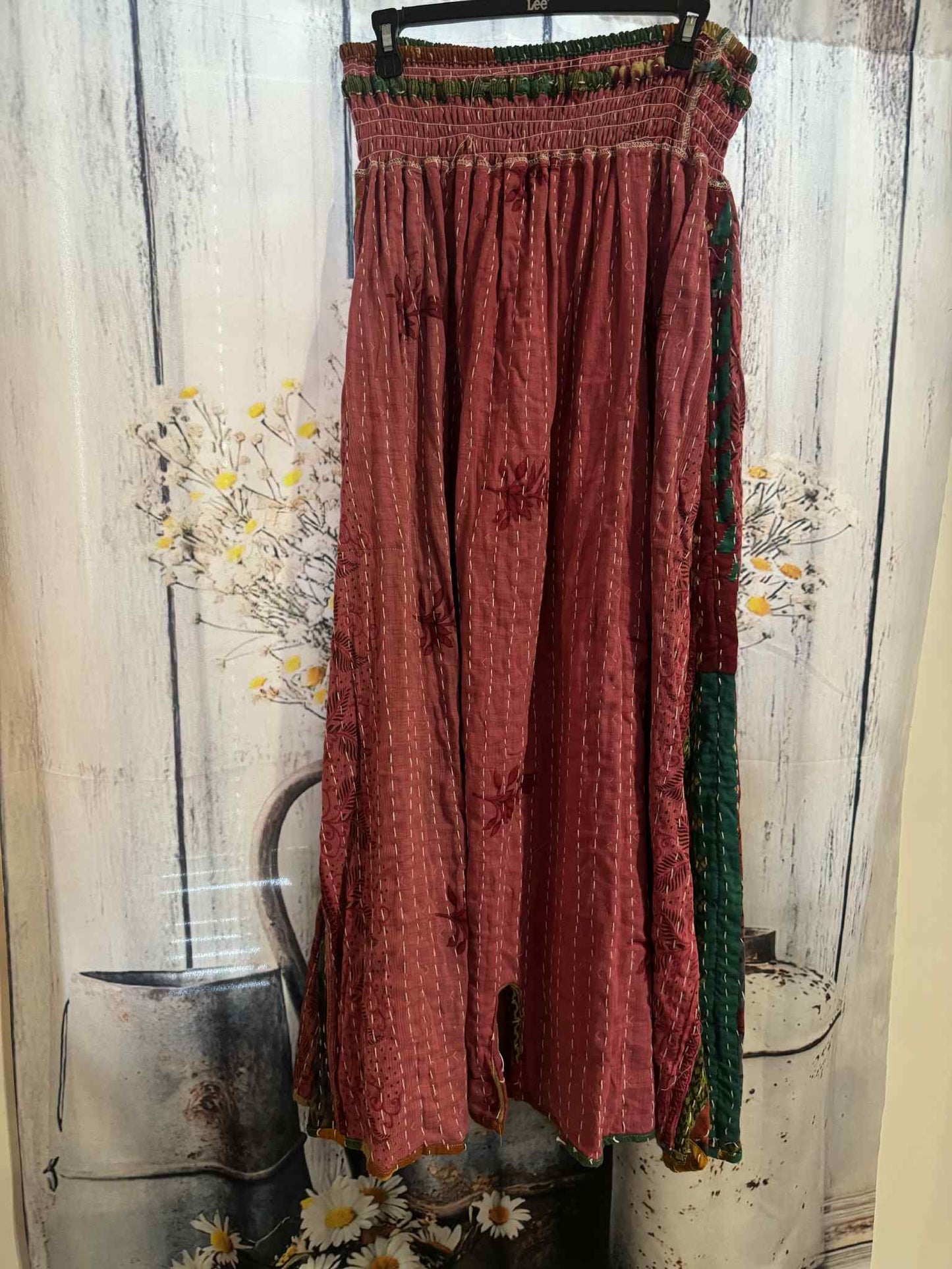 "Peasant" Light Kantha Maxi  Skirt - One Size S to 2X/3X