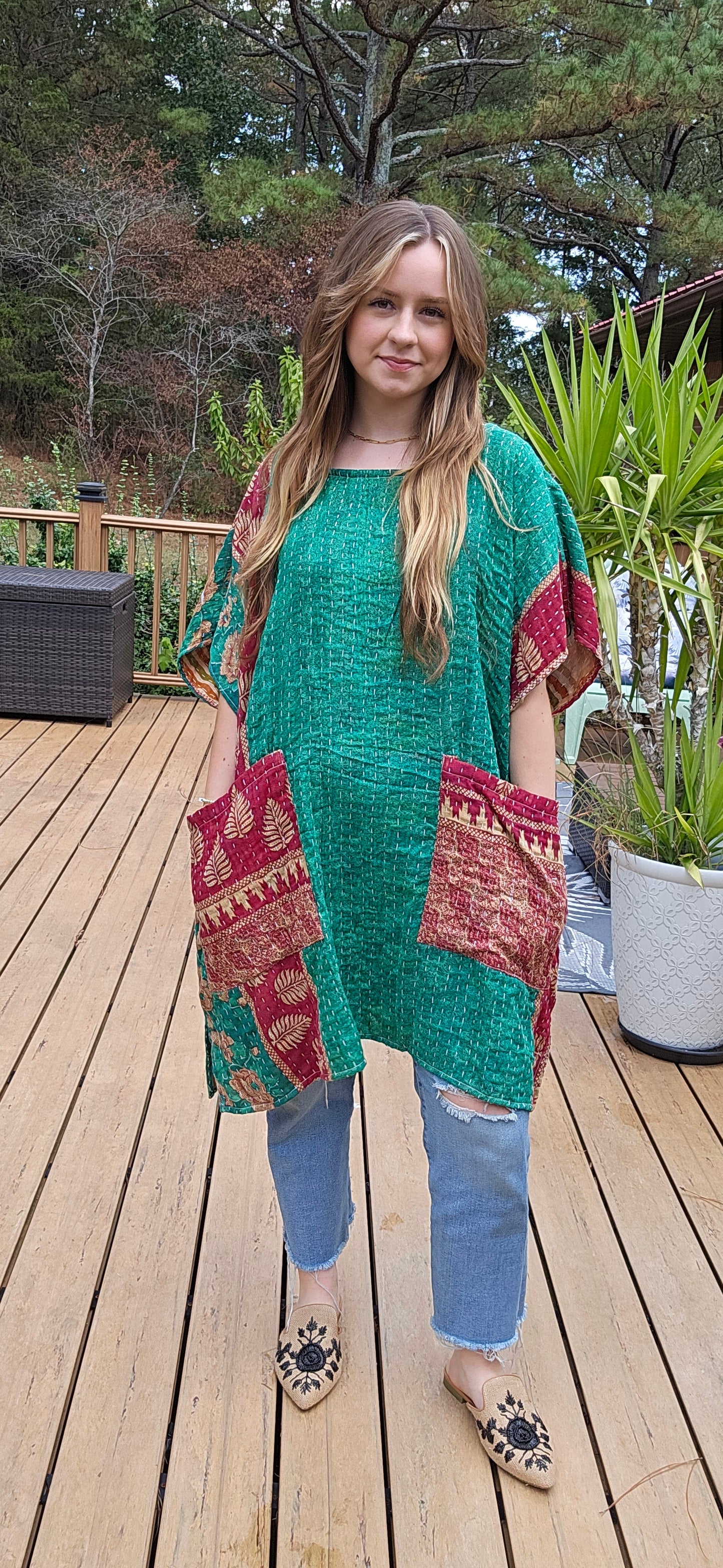 "The Swag Tunic 2" in kantha, One Size S to 3X