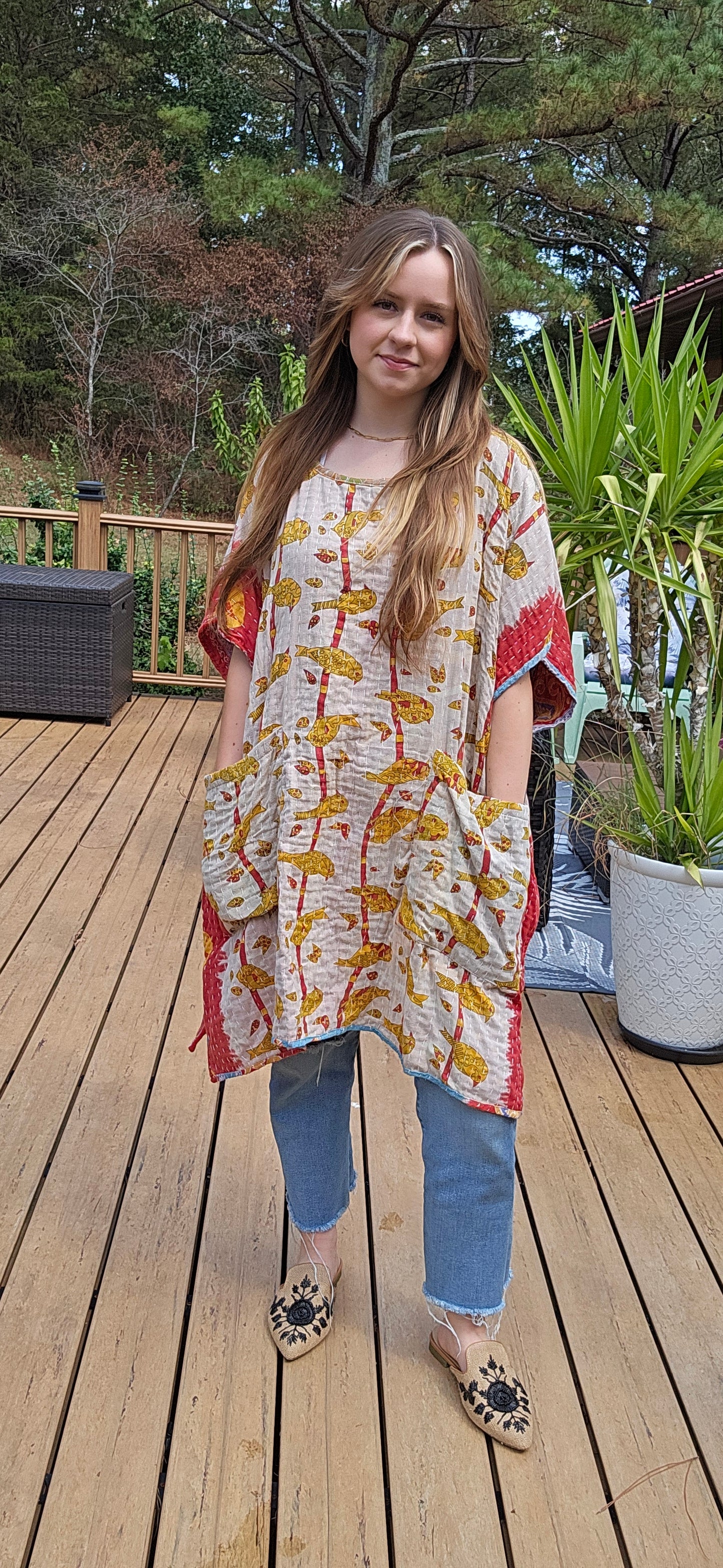 "The Swag Tunic 2" in kantha, One Size S to 3X