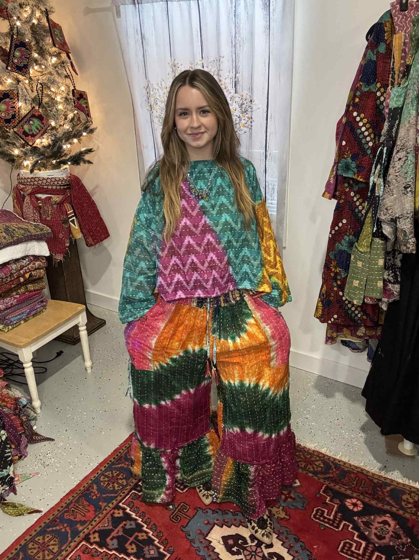 Nomad Spirit Set of Kantha Pants and Top - One Size S to 2X