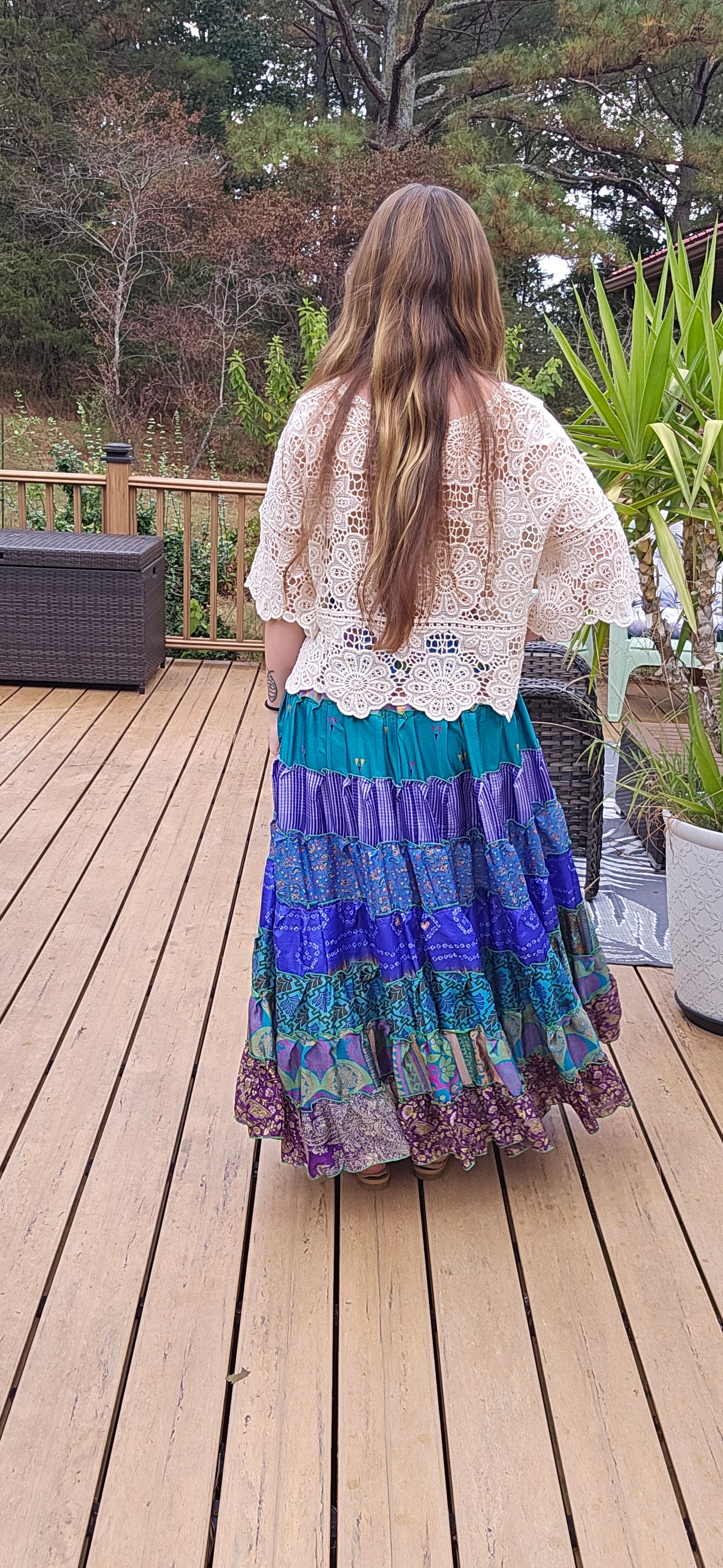 "Be Free" Patchwork Skirt    One Size S to 2X
