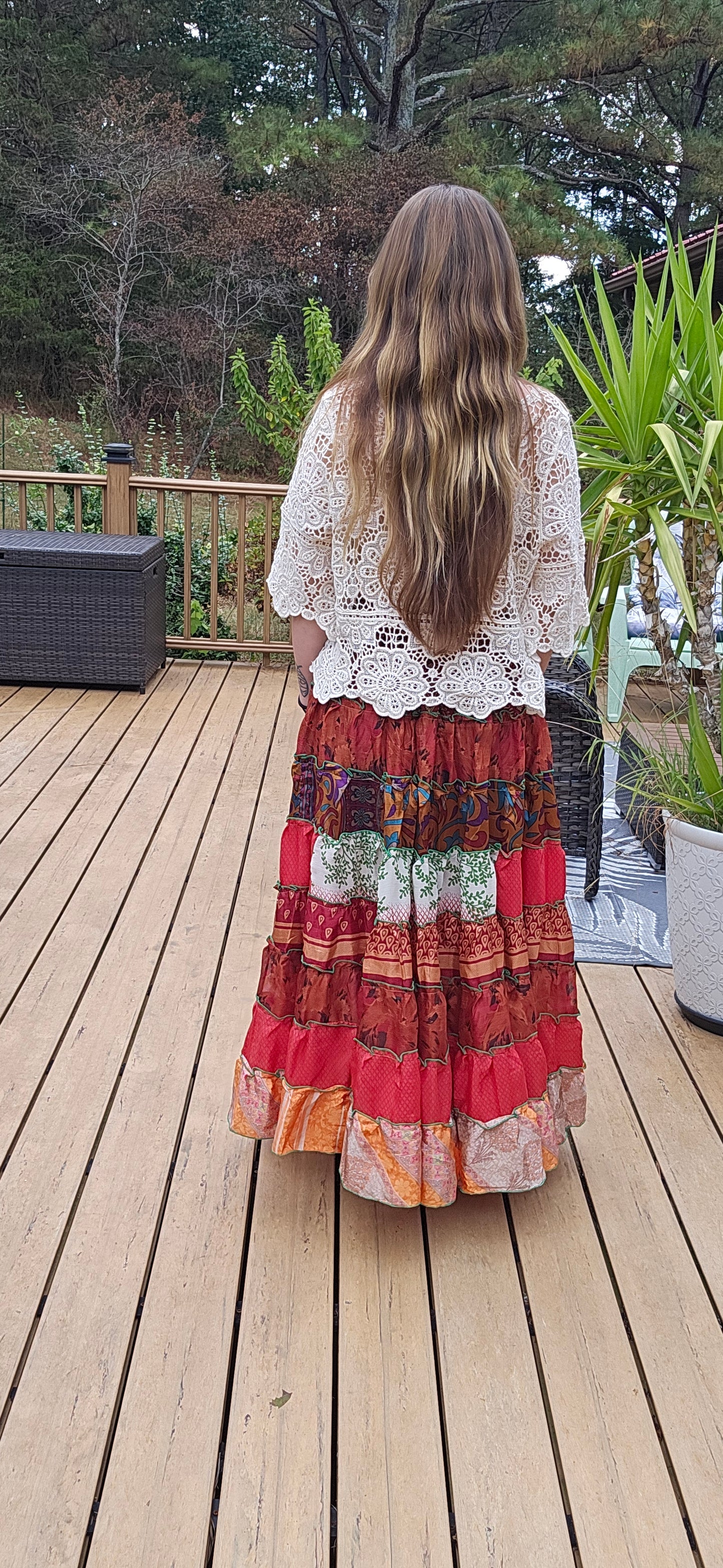 "Be Free" Patchwork Skirt    One Size S to 2X
