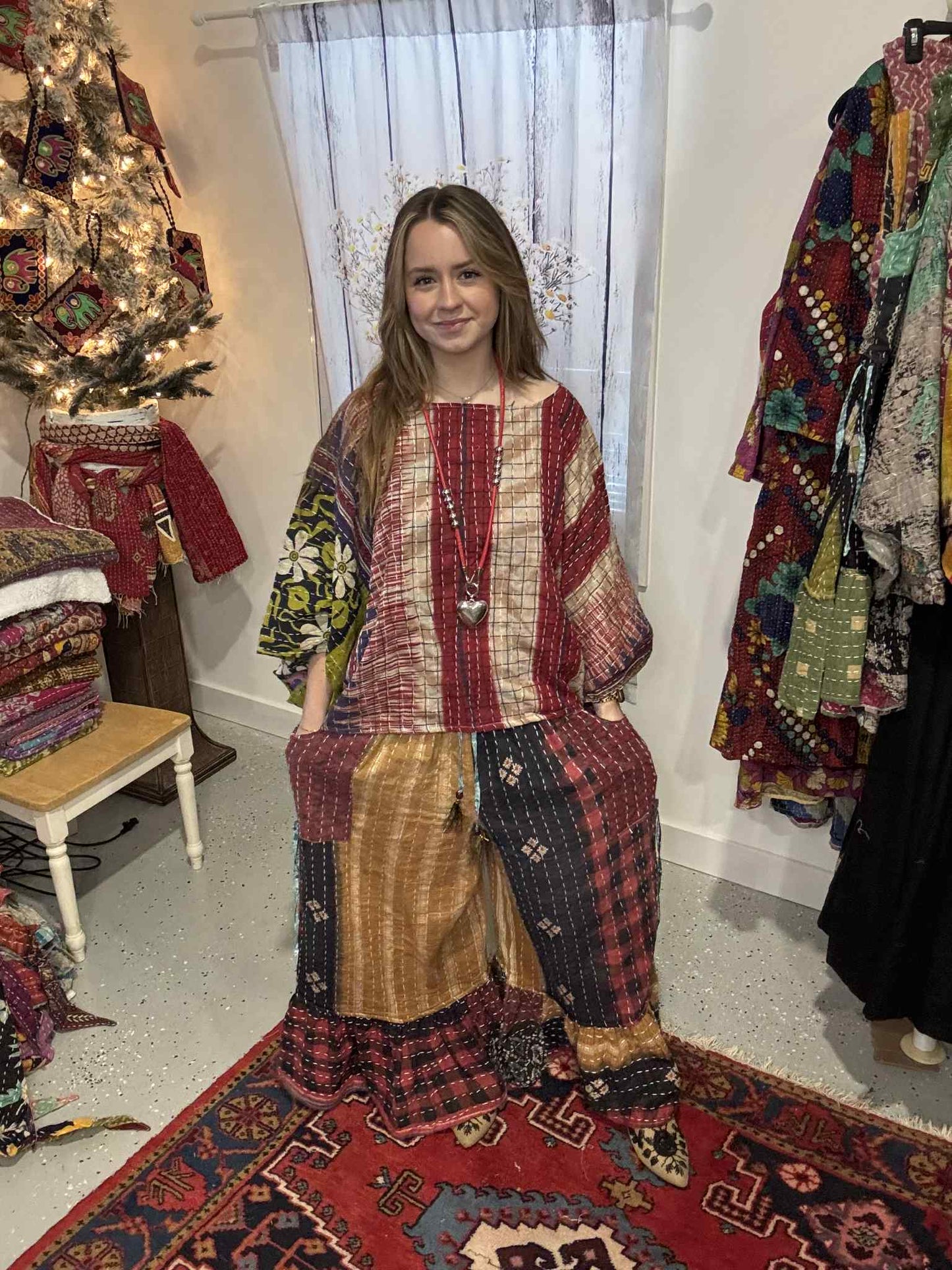 Nomad Spirit Set of Kantha Pants and Top - One Size S to 2X