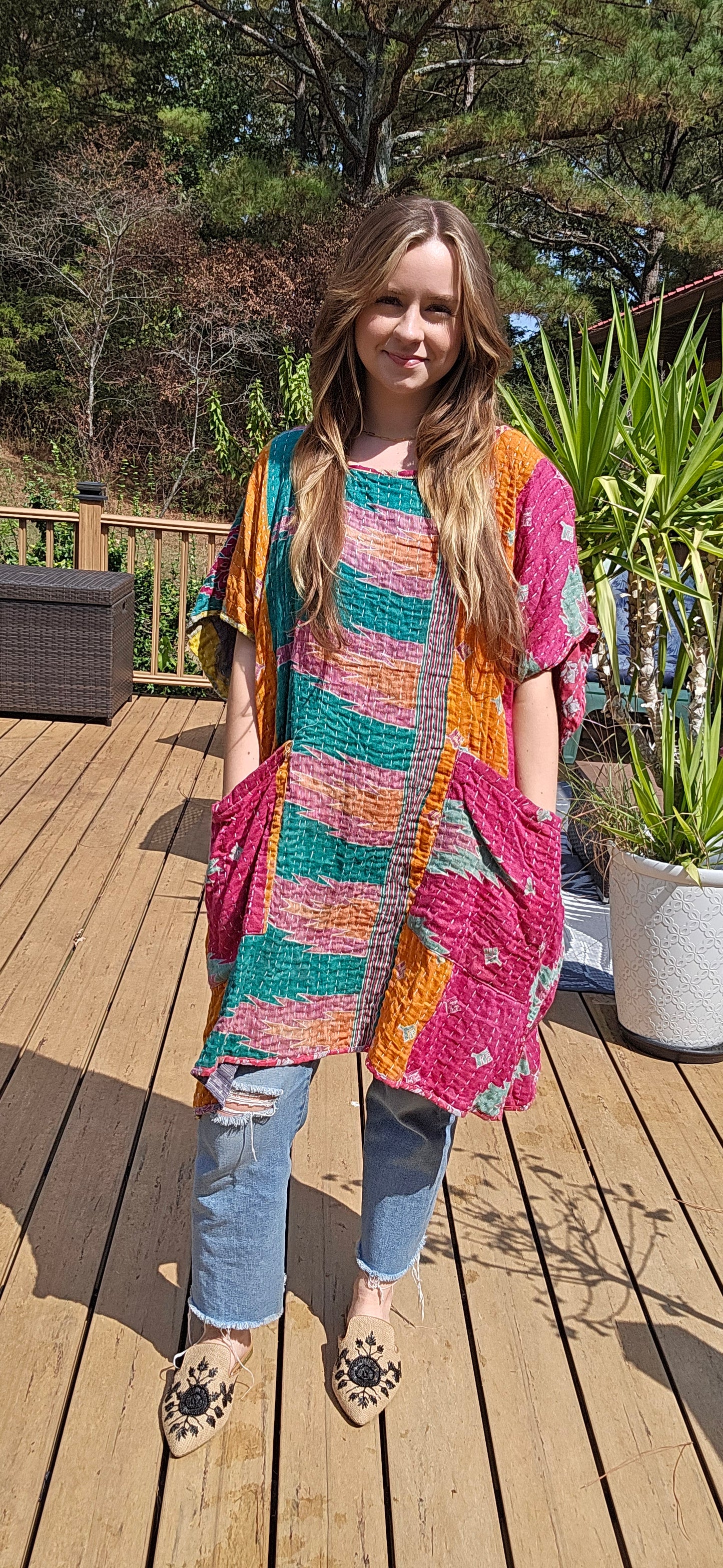 "The Swag Tunic 2" in kantha, One Size S to 3X
