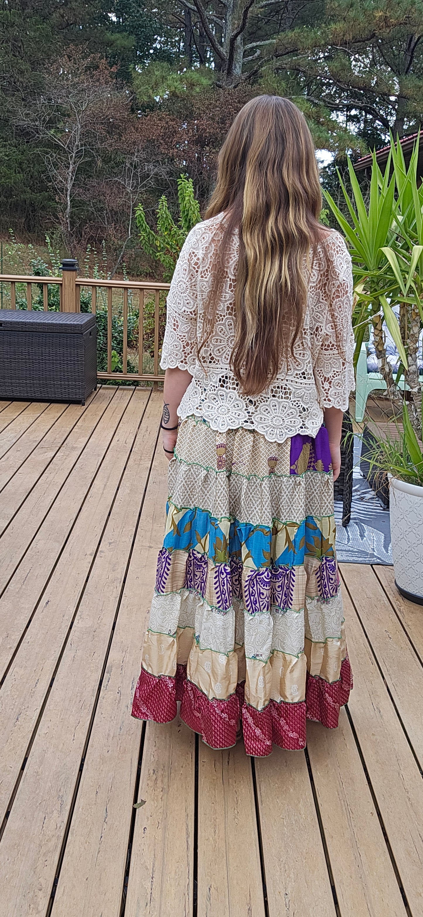 "Be Free" Patchwork Skirt    One Size S to 2X
