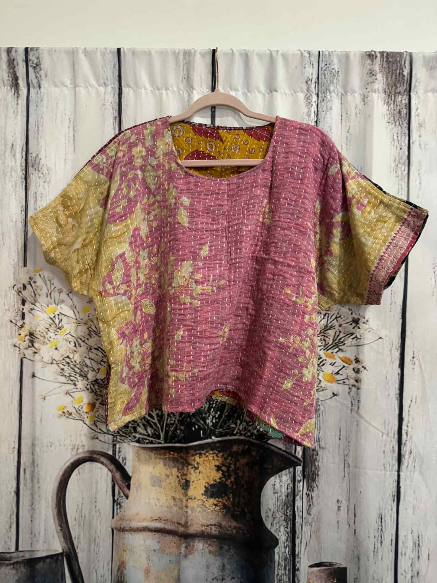 "Peasant" Light Kantha Pant Set - One Size S to 2X