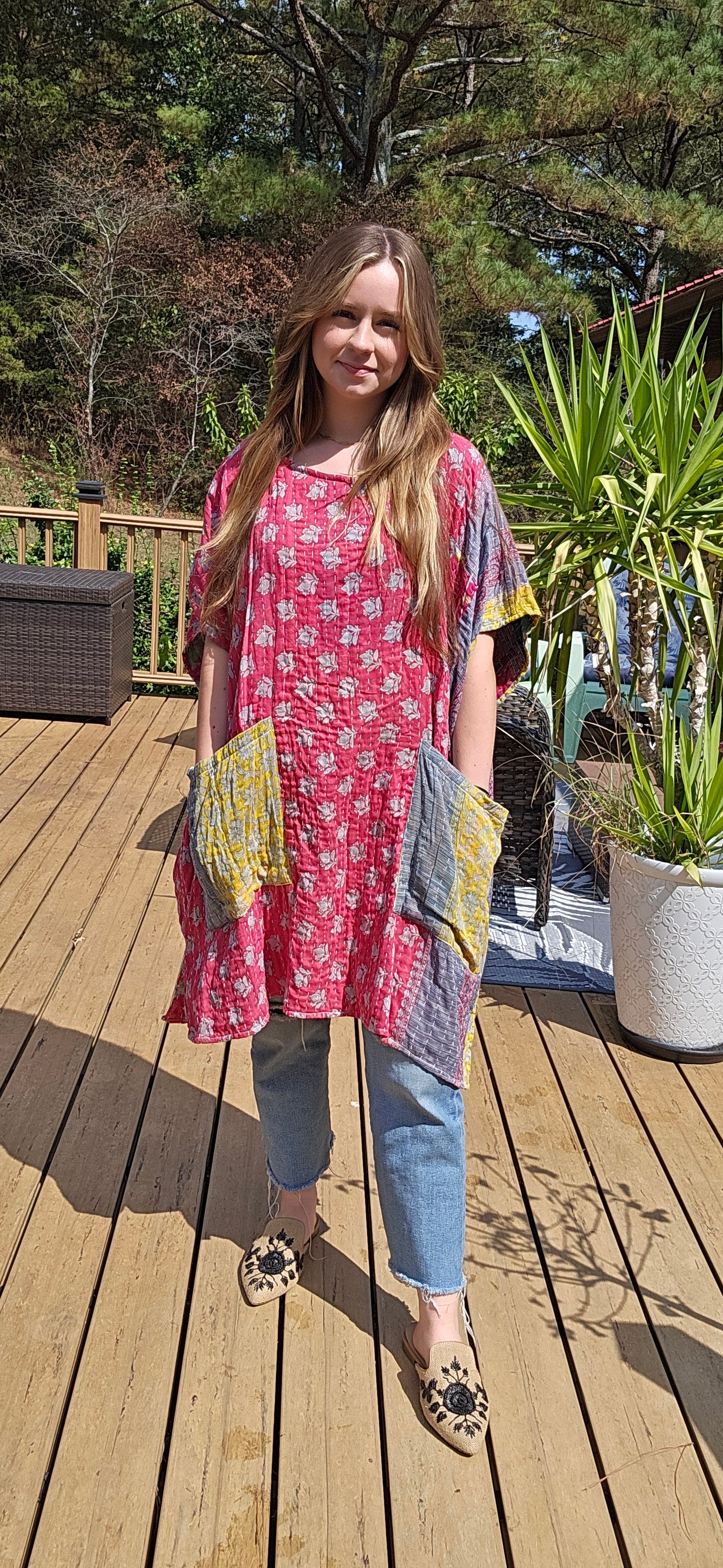 "The Swag Tunic 2" in kantha, One Size S to 3X