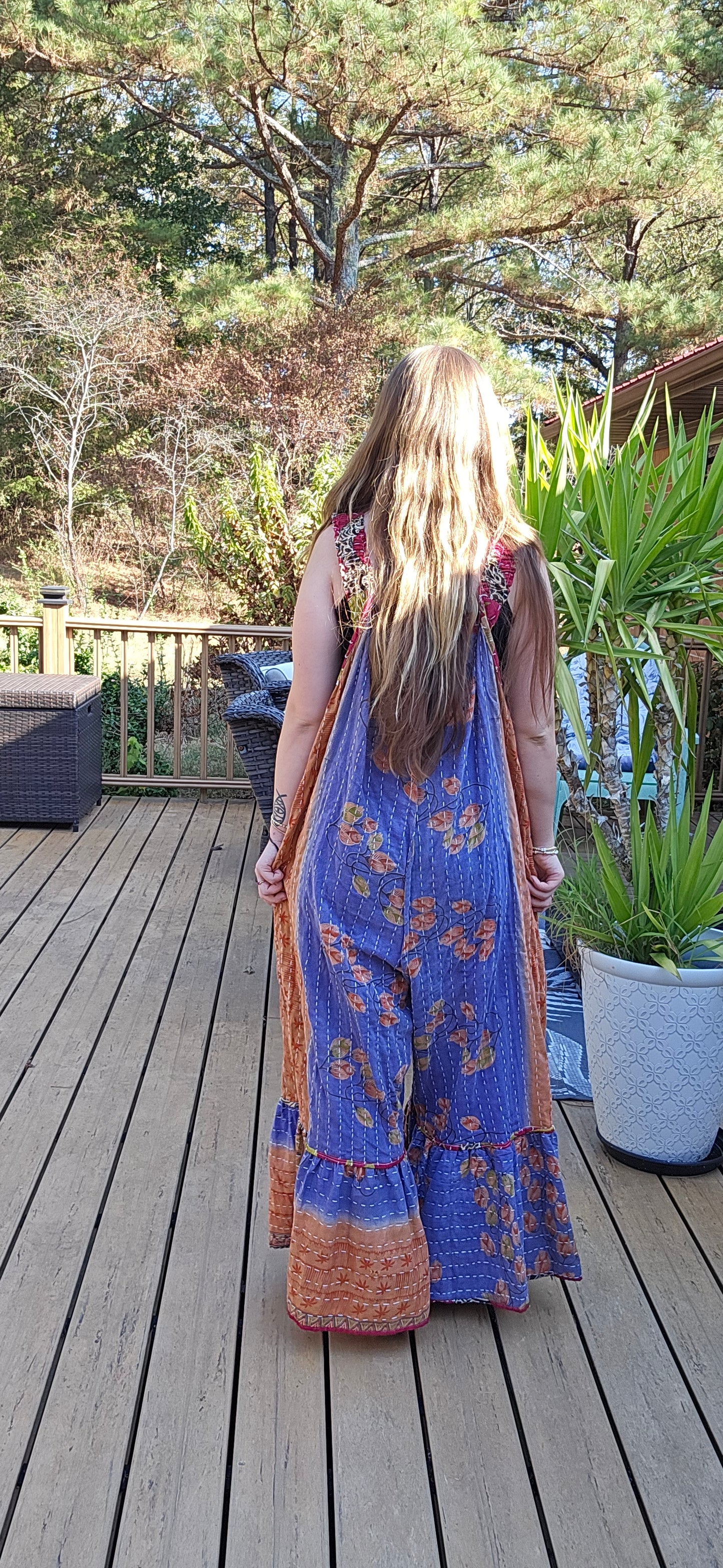 "Good Vibes" Jumpsuit - Light Kantha - One Size S to 2X/3X