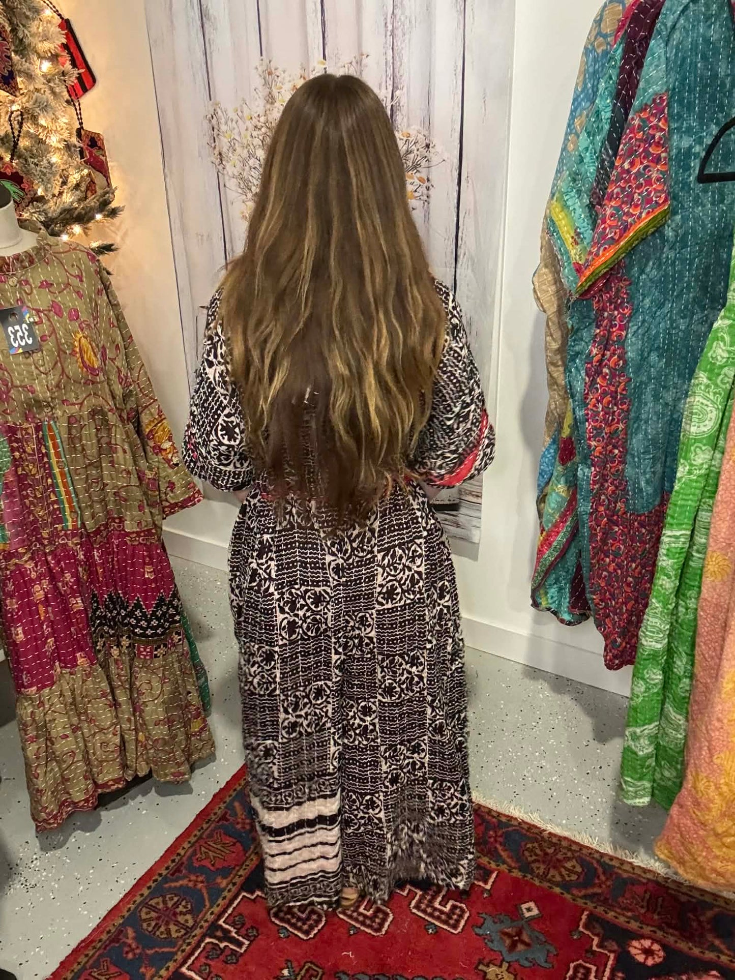 Cozy Jumpsuit with Hoodie in Light Kantha - One Size S to 3X