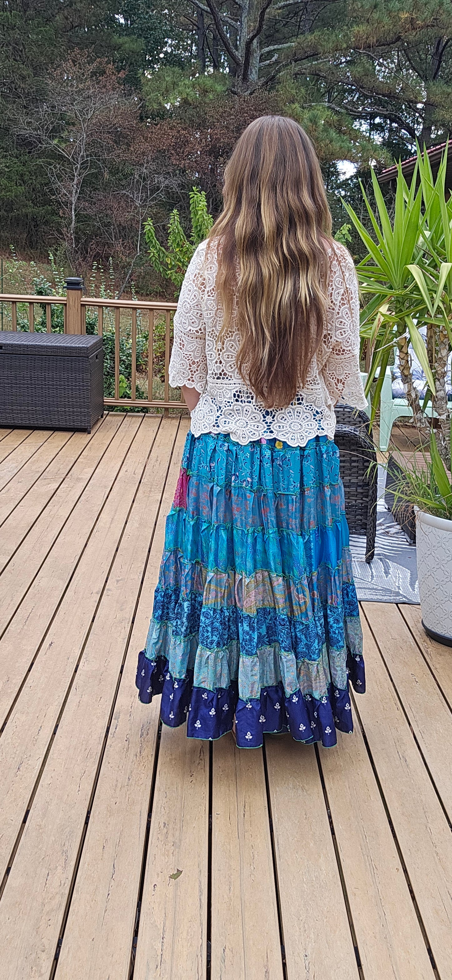 "Be Free" Patchwork Skirt    One Size S to 2X