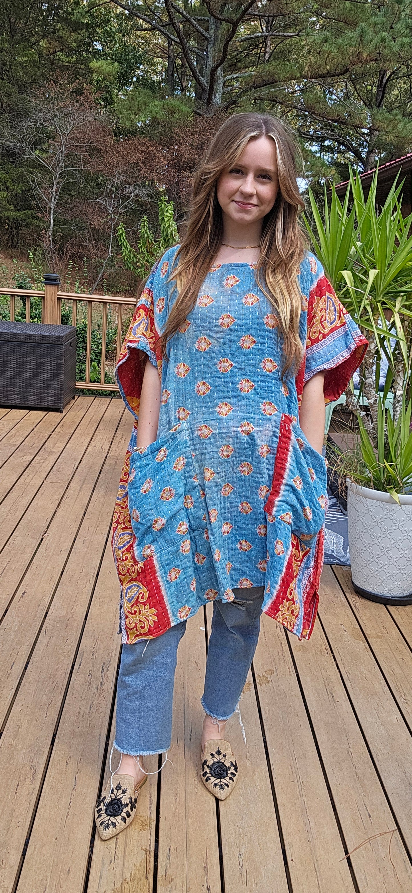 "The Swag Tunic 2" in kantha, One Size S to 3X