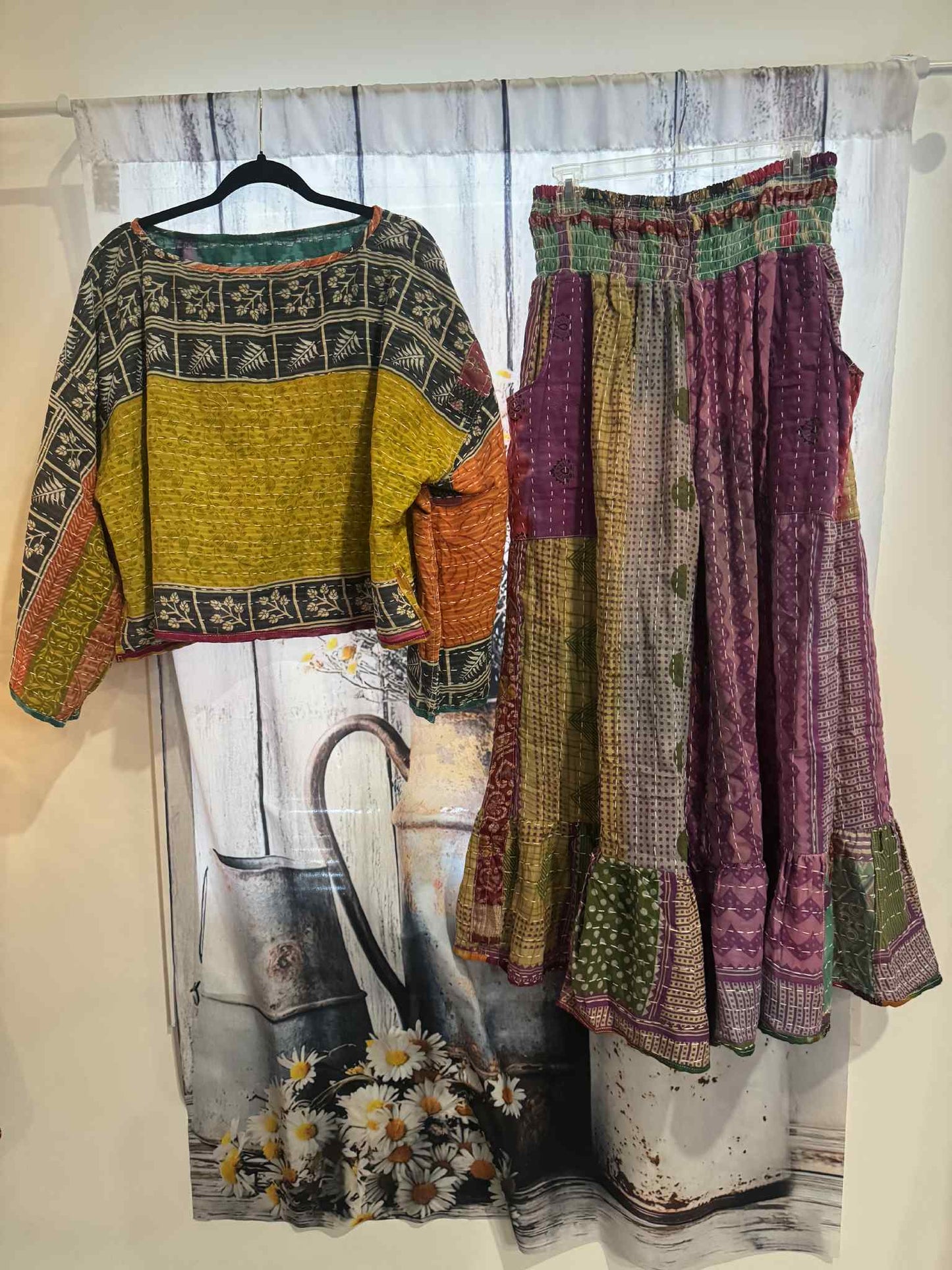 Nomad Spirit Set of Kantha Pants and Top - One Size S to 2X